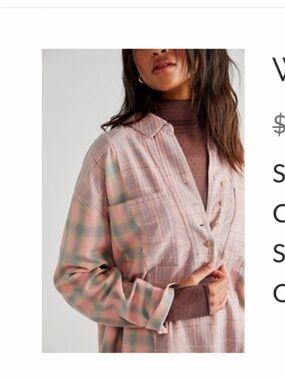 We The Free Pink Plaid Button-Up Shirt